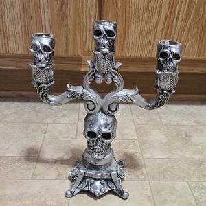 Silver Skull Candelabra